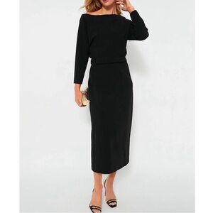 Tuckernuck Esta Dress in Black - Boatneck Midi Dress, Size 4 NWT